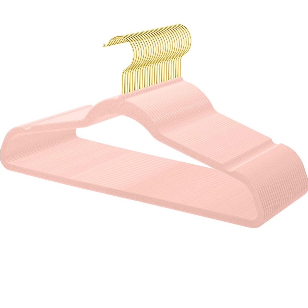 Pink Velvet Hangers with Gold Hook